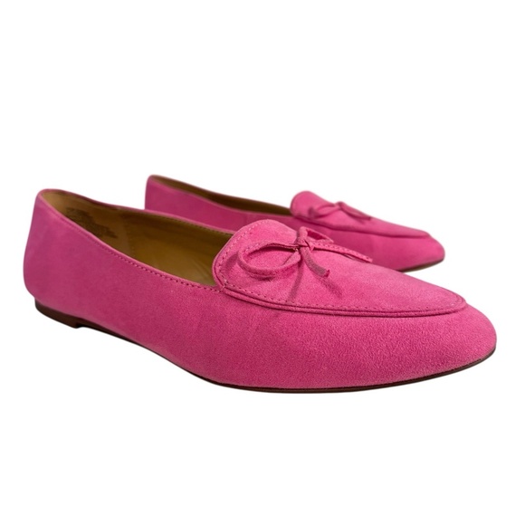 J. Crew Women’s Pink Bow Loafers Flats Shoes Slip On Size 9 Synthetic Suede - Picture 1 of 12